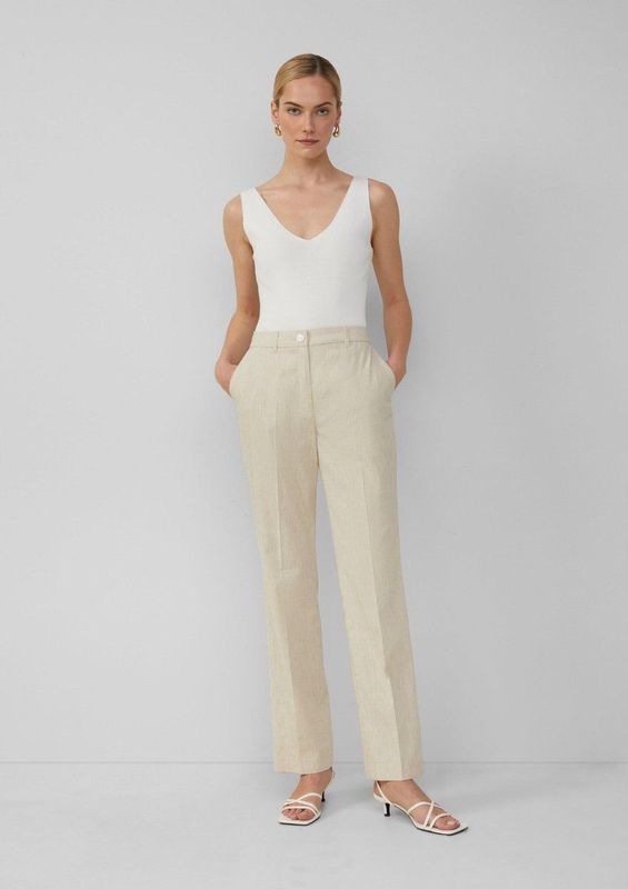 Broek - Geraffineerde Broek met Rechte Pijpen - Katoenmix - Normale Pasvorm