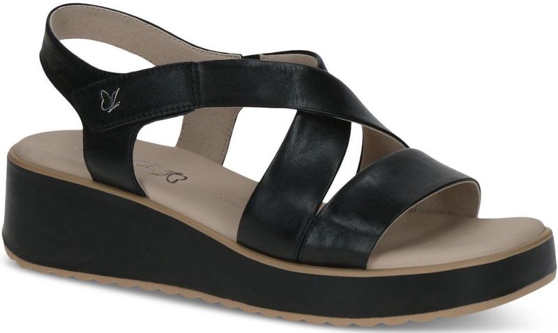 Caprice - 9-28305-44 - Sandalen - G-breedte - Zwart - Sleehak 6 cm