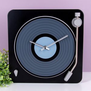 Invotis wandklok platenspeler metaal - Kleur - Zwart