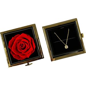 LA ROSE Luxe sieradendoos met roterende roos - Bewaardoos met 925 sterling goud ketting - Elegant cadeau voor sieradenliefhebbers