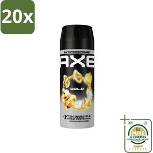 20 x Axe Anti-transpirant Spray Gold 150 ml - Grootverpakking - Anti-sweat - Anti-geur - 72 Uur Bescherming - Deodorant Spray - Oksels Droog