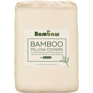 Bambaw - Luxe Bamboe Kussenslopen - Ivoor - 80cm bij 80cm - 2 Stuks - Hypoallergeen