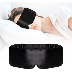 Zijden slaapmasker - ondoorzichtig - verstelbaar - zwart - 100% moerbeizijde