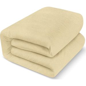 Beddengoed waterdichte matrasbeschermer 140 x 200 cm, beige, premium badstof matrashoes 200 g/m², geweven, rondom elastisch