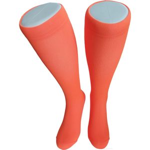 WeirdoSox - Compressie sokken - Knie hoogte - Steunkousen voor vrouwen en mannen - 1 paar - Fluor oranje 35/38 - Ideaal als compressiekousen hardlopen - compressiekousen vliegtuig