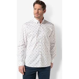 Twinlife Heren shirt small leaves - Overhemden - Duurzaam - Elastisch - Wit - M