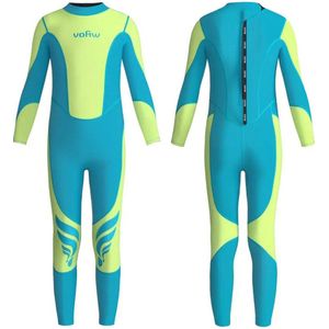 Nivard Wetsuit Kinderen - Swimsuit - Shorty - Surfpak - Duikpak - Lange Mouw - Zwemsuit - Blauw - 6y