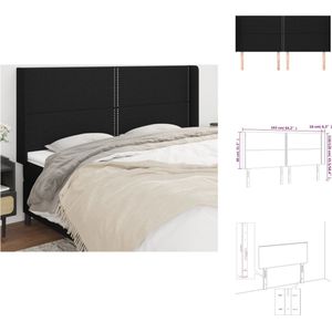 vidaXL Hoofdbord 2-delig - 163 x 16 x 118/128 cm - Zwarte stoffen bekleding - Bedonderdeel