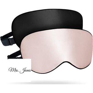 Mrs. Jones Verstelbare zijden slaapmasker 100% moerbeizijde oogmasker om te slapen voor dames heren zwart perzikroze 2 stuks .