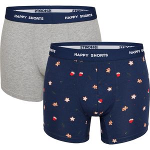 Happy Shorts 2-Pack Kerst Boxershorts Heren Koekjes - Maat S