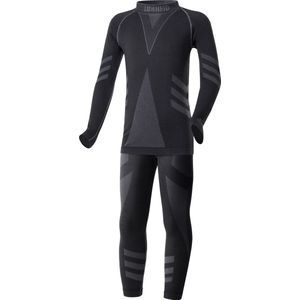 Ladeheid Set Thermobroek en Thermoshirt - Thermo ondergoed - Kinderen - Meisje - Jongen - Thermokleding - Zwart/Grafiet - 134-140 - LA-LA40-KIDS-Set