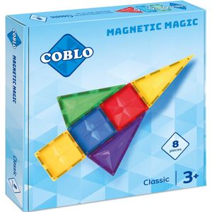 Coblo Classic 8 stuks - Magnetisch speelgoed - Montessori speelgoed - Magnetische Bouwstenen - Magnetische tegels - Magnetic tiles - Cadeau kind - Speelgoed 3 jaar t/m 12 jaar - Magnetisch speelgoed bouwblokken