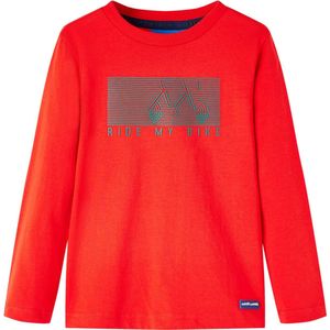 vidaXL - Kindershirt - met - lange - mouwen - 104 - rood