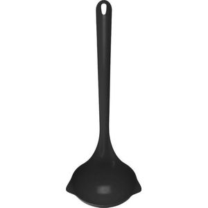 Kunststof lepel/opscheplepel zwart 30 cm keukengerei- Kookbenodigdheden - Kookgerei - Zwarte soeplepels/juslepels van plastic