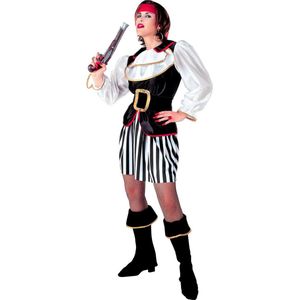 Widmann - Piraat & Viking Kostuum - Piratendame Luxe Caribbean Kostuum Vrouw - Zwart / Wit - Small - Carnavalskleding - Verkleedkleding