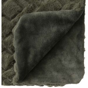 Luxe Woon Plaid XL Mos Groen - Donker Groen - Dubbel Dik - Extra Warm Plaid Mara - Kaki - Fleece Plaid - Deken - 120X160 CM - Extra Zacht - Woon Deken