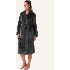 Dames badjas met sjaalkraag grijs L/XL