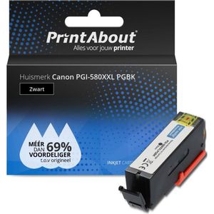 PrintAbout huismerk Inktcartridge PGI-580XXL PGBK Zwart Extra hoge capaciteit geschikt voor Canon