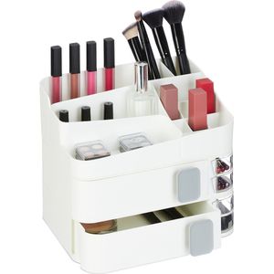 Relaxdays make up organizer - 21 vakken - lade - cosmetica - lippenstift houder - nagellak - wit