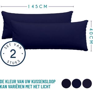 Taie Pillow 40x145 cm (veel 2) 100% katoenen trui 150 gsm - donkerblauw - kussensloop 40 x 145 katoen - resistent en hypoallergeen kussendeksel voor kussen