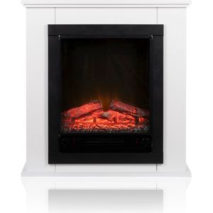 Classic Fire Elektrische Sfeerhaard Lugano - Haard met Schouw - LED Vlammen - 1800W - Wit