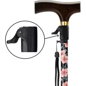 MultiMotion wandelstok met unieke drukknop verstelling - Met ergonomisch comfort handvat en polsbandje - Loopstok - Traploos verstelbaar tussen 65 - 102 cm - Bloemenprint