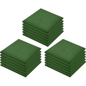 vidaXL Valmat - Valmatten - Rubberen Mat - Rubberen Vloertegel - Valtegels 18 st 50x50x3 cm rubber groen