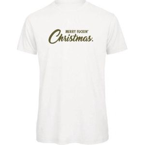Kerst t-shirt wit M - Merry fuckin' Christmas - olijfgroen - soBAD. | Kerst t-shirt soBAD. | kerst shirts volwassenen | kerst t-shirts volwassenen | Kerst outfit | Foute kerst t-shirts
