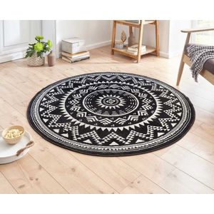 Rond vloerkleed Valencia - zwart 140 cm rond