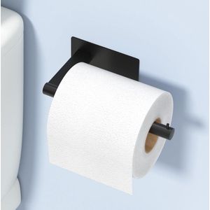 RVS toiletpapierhouder - Zwart - Zonder boren - Toiletrolhouder - Wcpapierhouder - Roestvrij staal - Wcpapierrolhouder - Zelfklevend - Toilet - Badkamer