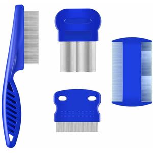 4-Delige Huisdier Verzorgingsset – Roestvrijstalen Kammen – Voor Honden, Katten & Kleine Huisdieren – Vlooien, Luizen & Knopen Verwijderen