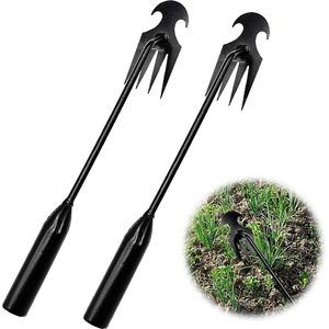 2 stuks roestvrijstalen onkruidstekers, tuingereedschap, handmatige onkruidjager, onkruidjager met lange steel, tuinschep, tuingereedschap voor het verwijderen van onkruid