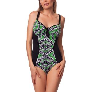 Antie Dames Zwemkleding – Badpak – Zwart/Wit – 36D - AN-MAKIRA-O
