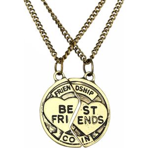 Fako Bijoux® - Vriendschapsketting - BFF Ketting - Best Friends Coin - Bronskleurig