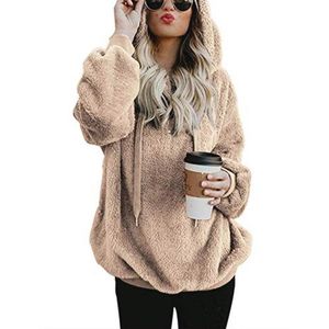 Dames Teddy Fleece Hoodie Warm Pullover voor Herfst en Winter