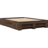 vidaXL - Bedframe - zonder - matras - bewerkt - hout - bruin - eikenkleur - 140x200 - cm