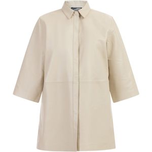 Dreimaster - Leren Overhemd - Wolwit