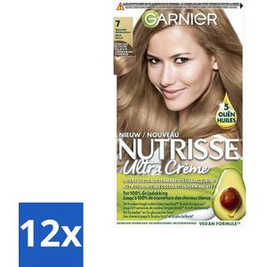 Garnier - Nutrisse Ultra Crème 7 - Haarkleuring - Natuurlijk Blond - Intens Voedend - Permanente Kleur - Voordeelverpakking - 12 stuks