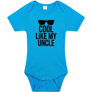 Cool like my uncle tekst baby rompertje blauw jongens - Cadeau oom rompertje - Babykleding 56