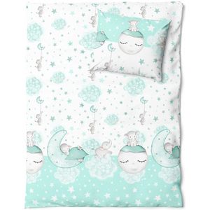 Kinderbeddengoed 160x100cm Mint Olifant 2-delig Katoen