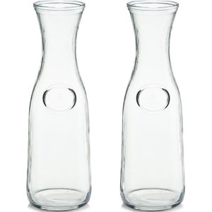 4x Glazen karaffen 1000 ml - Zeller - Keukenbenodigdheden - Tafel dekken - Koude dranken serveren - Karaffen/schenkkannen zonder dop