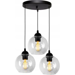 Hanglamp Industrieel voor Eetkamer, Slaapkamer, Woonkamer - Glass Serie - Bollamp 3-lichts excl. lichtbron - Transparant - 3 Bol