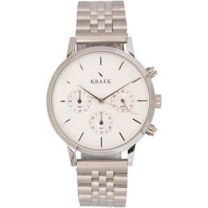 KRAEK Jocé Zilver Wit 38 mm | Dames Horloge | Stalen horlogebandje | Schakelbandje | Minimaal Design | Elvira collectie