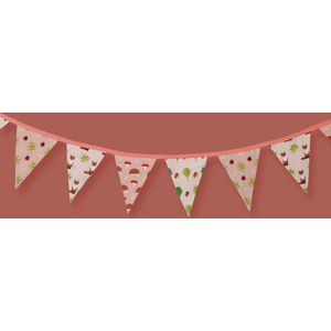 Mini stoffen slinger - mini vlaggenlijn - Babykamer Slingertje - Geboorte - Verjaardag - Baby Girl - Roze