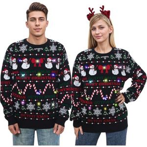 Lichtgevende kersttrui met LED's – Grappige lelijke kersttrui voor dames en heren