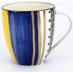 Koffiemok / Theebeker - Koffiekopjes - Letsopa Ceramics -  Model: Lichtgroen-Geel-Blauw | Handgemaakt in Zuid Afrika - hoogwaardig keramiek - speciaal gemaakt voor Nwabisa African Art - Prachtig om kado te doen of zelf te gebruiken