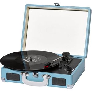 DD® Platenspeler met Speakers - Ingebouwde Speakers - Retro - 27x36x12cm - Blauw