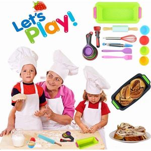 Kinderbakset 18 delig - Bakset voor kinderen - Bakvorm - Bakvormen - Bakken - Cupcake vormpjes - Cupcakes - Deegroller - Bakkwast - Bakspatel - Kerstcadeau - Set