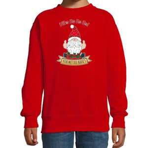 Bellatio Decorations kersttrui/sweater voor kinderen - Kado Gnoom - rood - Kerst kabouter 170/176