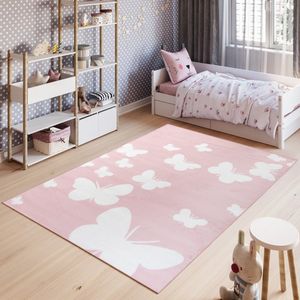 Tapiso Pinky Vloerkleed Roze Meisje Kinderkamer Tapijt Maat- 140x200